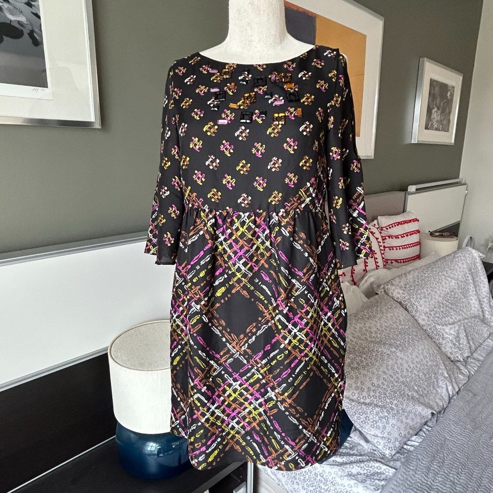 Miss Sixty M60 Beaded Silky Geo Print Cocktail/Party Dress Sz Zero - F1380